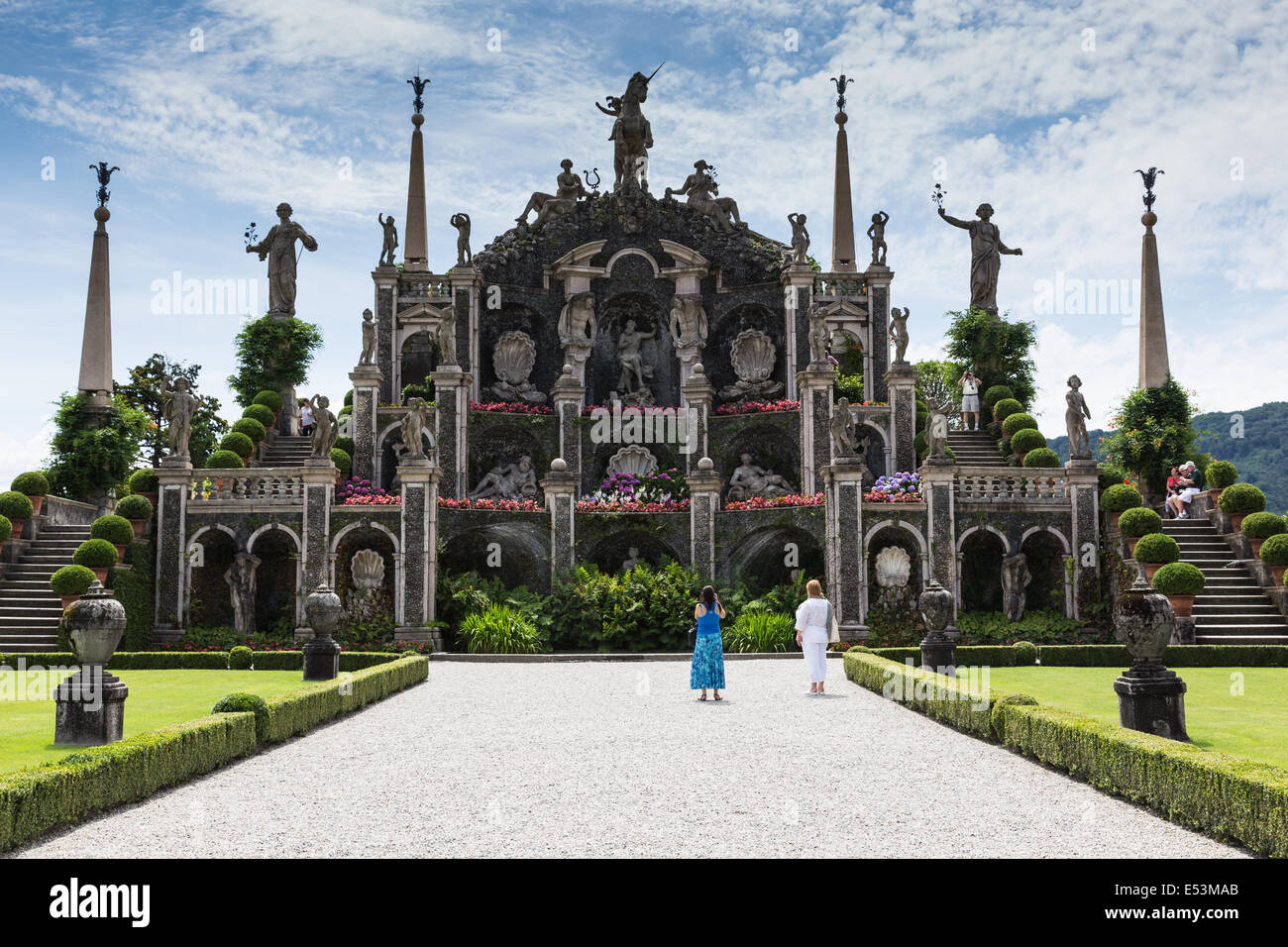 Blick auf die Gärten auf der Insel Isola Bella-Lago Maggiore-Italien Stockfoto