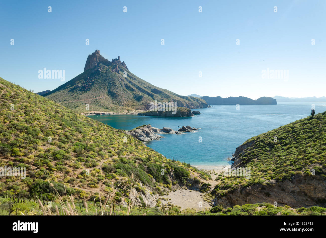 Sehenswürdigkeiten in San Carlos Beach Vista De La Playa de San Carlos San Carlos, Sonora México Stockfoto