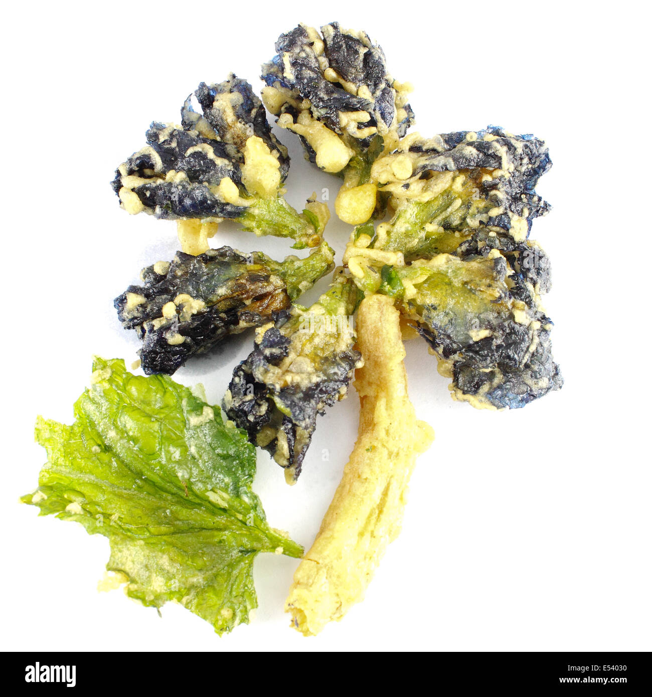 Gebratene Pilze Butterfly Pea und Centella asiatica Stockfoto