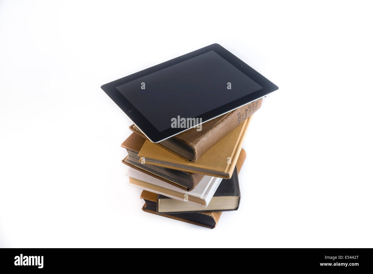 iPad mit Büchern Stockfoto