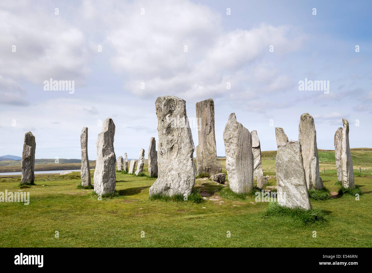 Callanish Steinkreis neolithischen stehenden Steinen ab 4500 v. Chr. Calanais Isle of Lewis äußeren Hebriden Western Isles Scotland UK Stockfoto