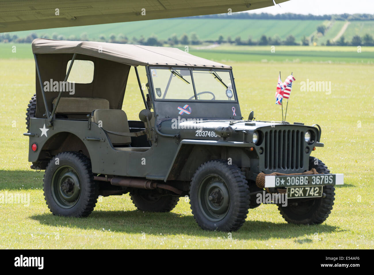 Duxford, Großbritannien 25. Mai 2014: A US Armee WW2 Jeep bei Duxford Airshow. Stockfoto