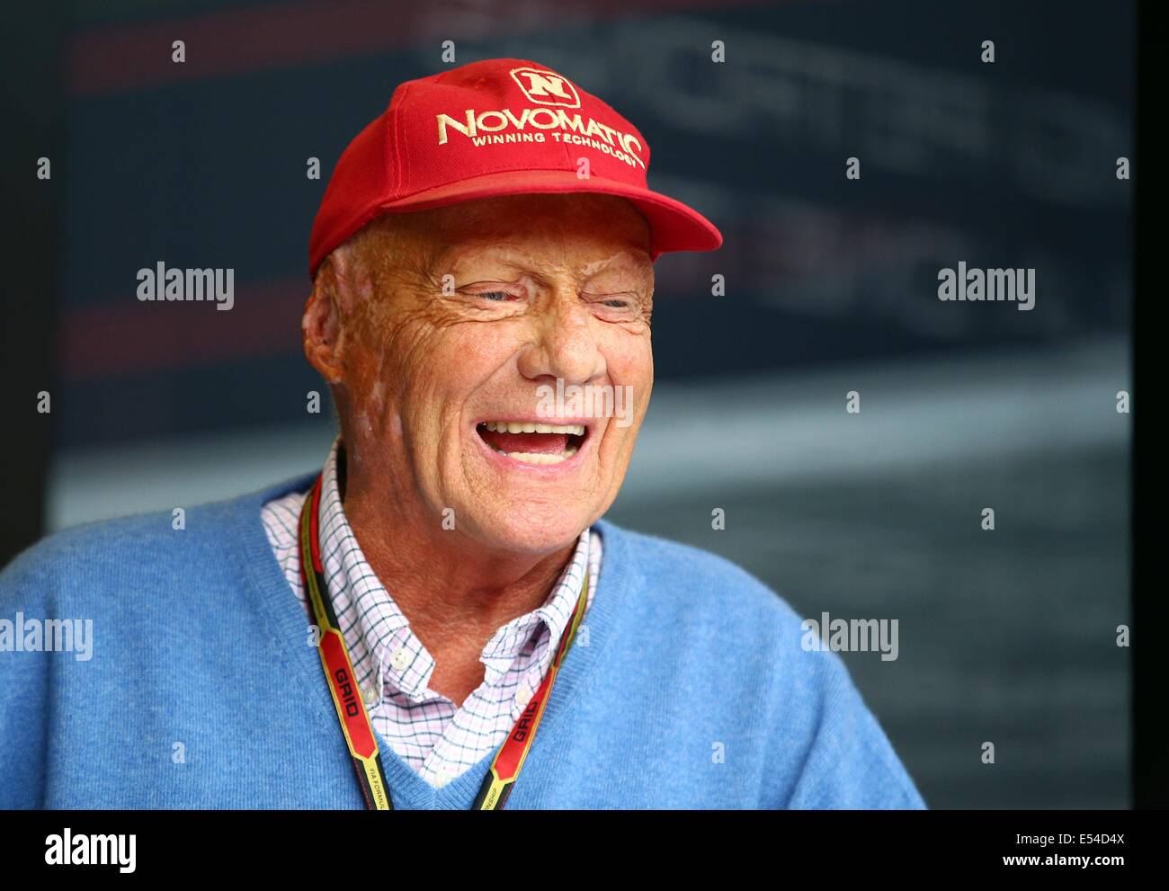 Hockenheim, Deutschland. 18. Juli 2014. Österreichische non-Executive Chairman des Mercedes AMG Niki Lauda sieht man vor den deutschen Formel 1 Grand Prix auf dem Hockenheimring in Hockenheim, Deutschland, 18. Juli 2014. Foto: JENS Büttner/Dpa/Alamy Live News Stockfoto