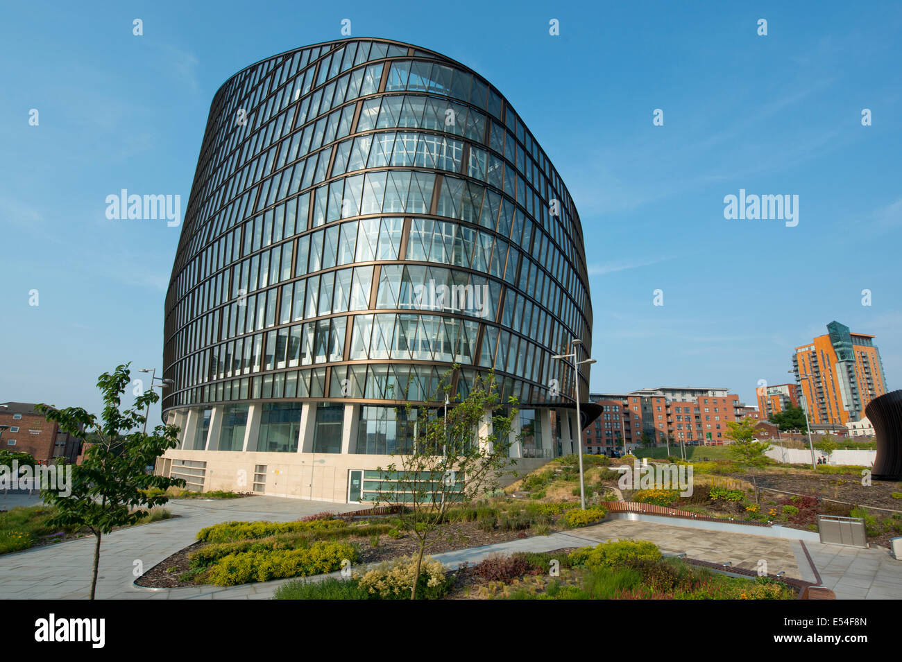 Ein Angel-Platz, der Co-Operative Group, ist eines der Flaggschiff-Gebäude ist Teil des Komplexes in Manchester NOMA. Stockfoto