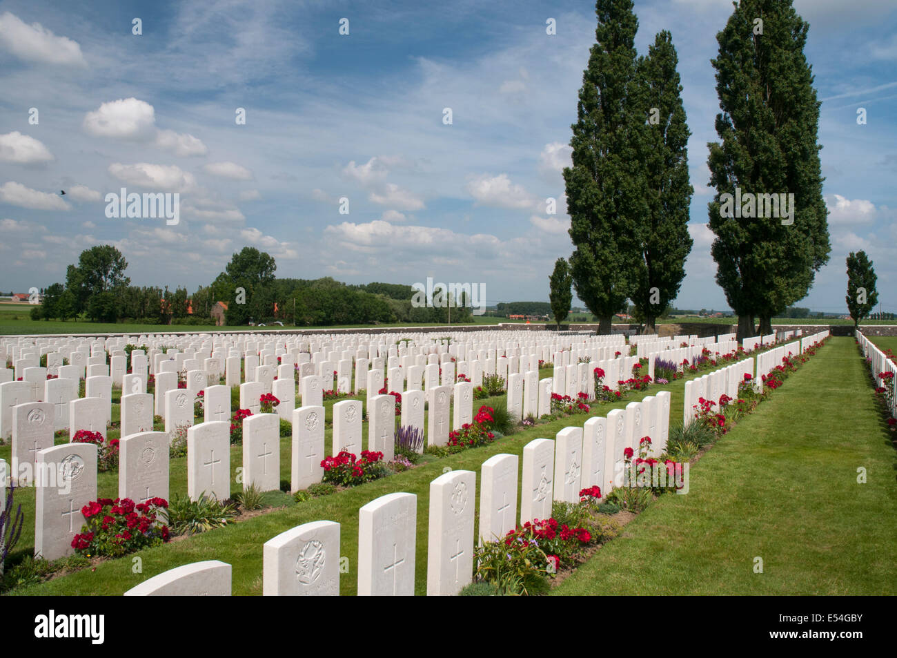 Tyne Cot Militärfriedhof, Flandern Felder Stockfoto