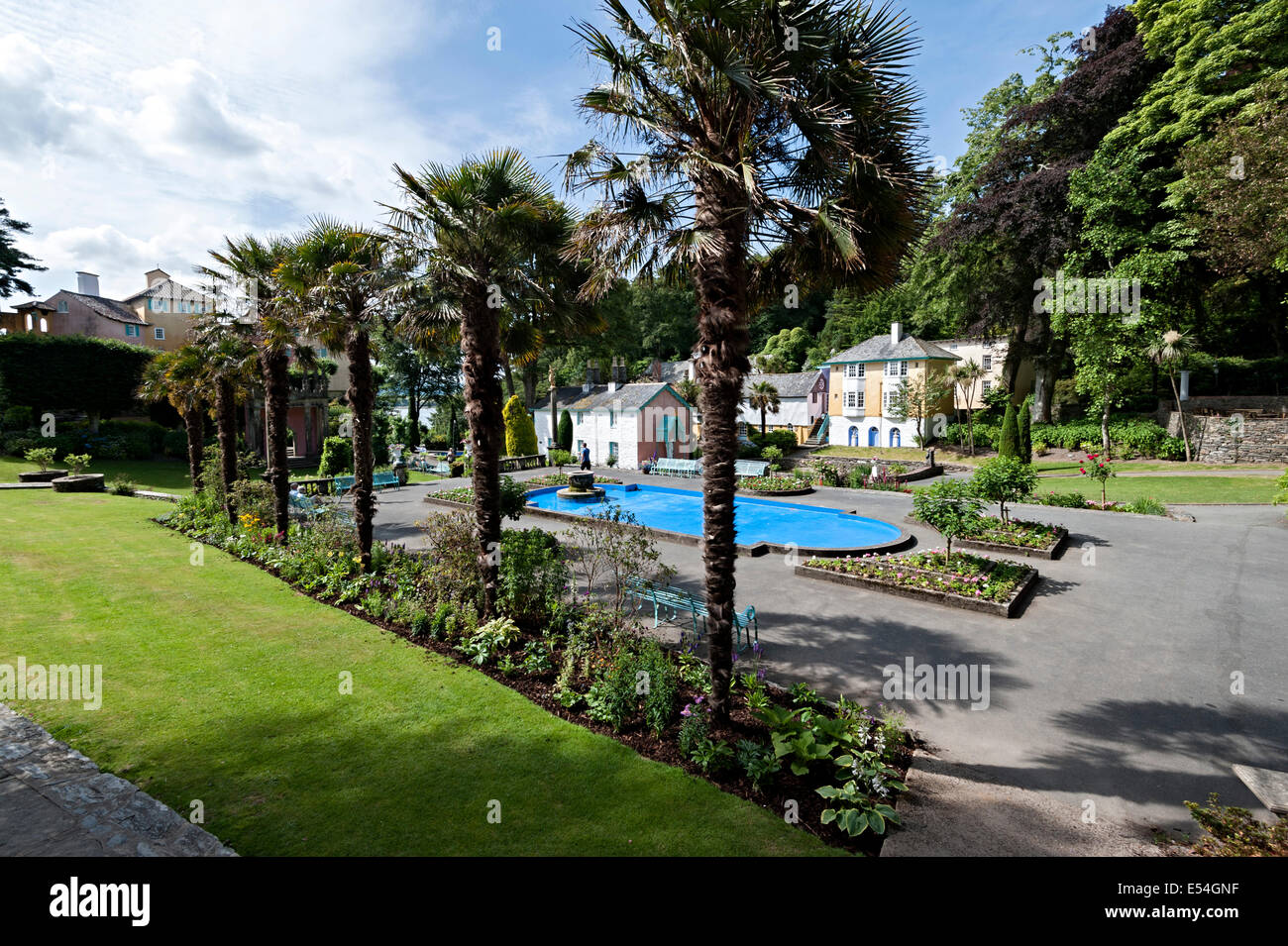 Ansichten von Portmeirion Dorf italienische Architektur wales Stockfoto