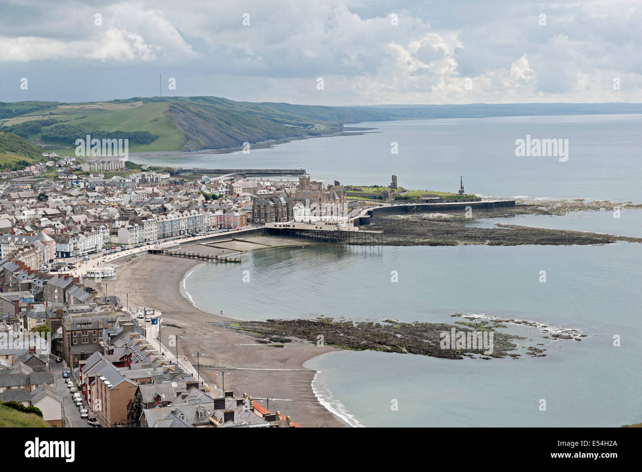 Aberystwyth Meer Wales von Verfassung Hügel Stockfoto