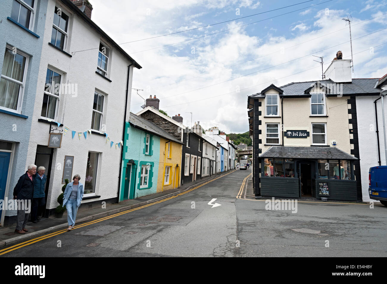 Aberdovey Aberdyfi Wales Straßenbild und Fett Gesicht shop Stockfoto