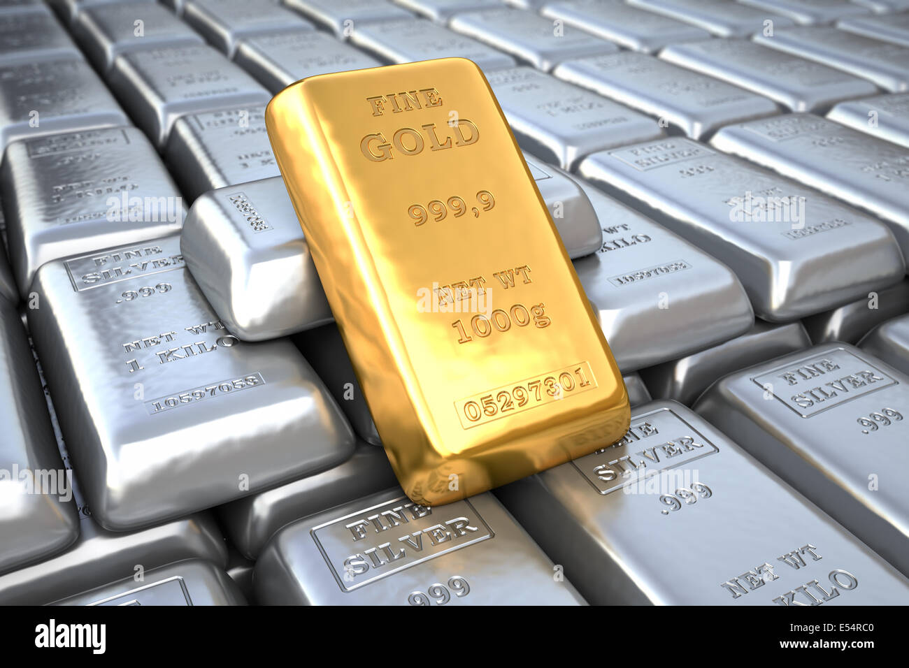 Silber Barren und Goldbarren. Finanzen-Abbildung Stockfoto