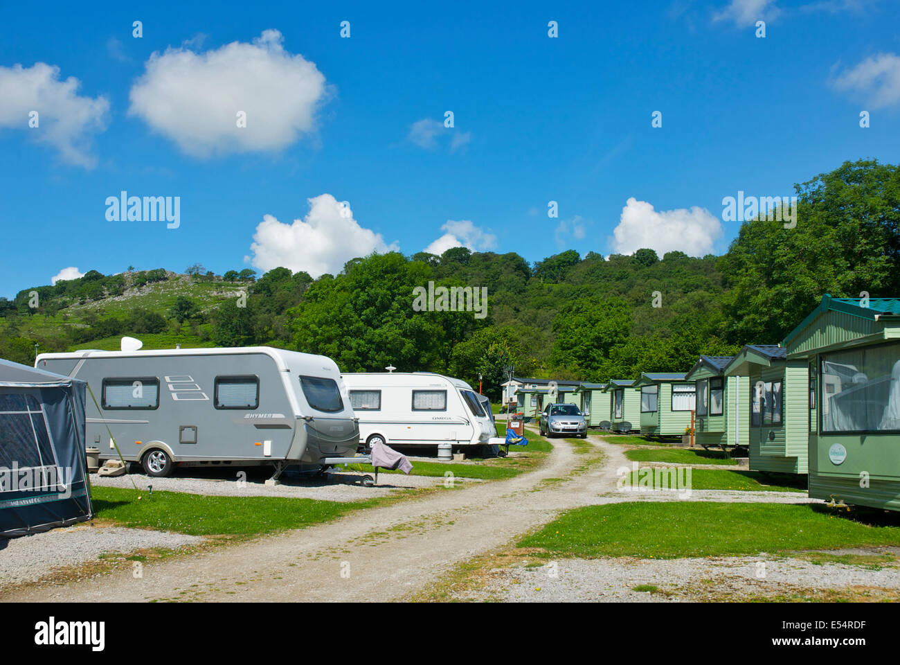 Camping und Caravan Site Holz Nook, nahe Grassington, Wharfedale, Yorkshire Dales National Park, North Yorkshire, England, UK Stockfoto