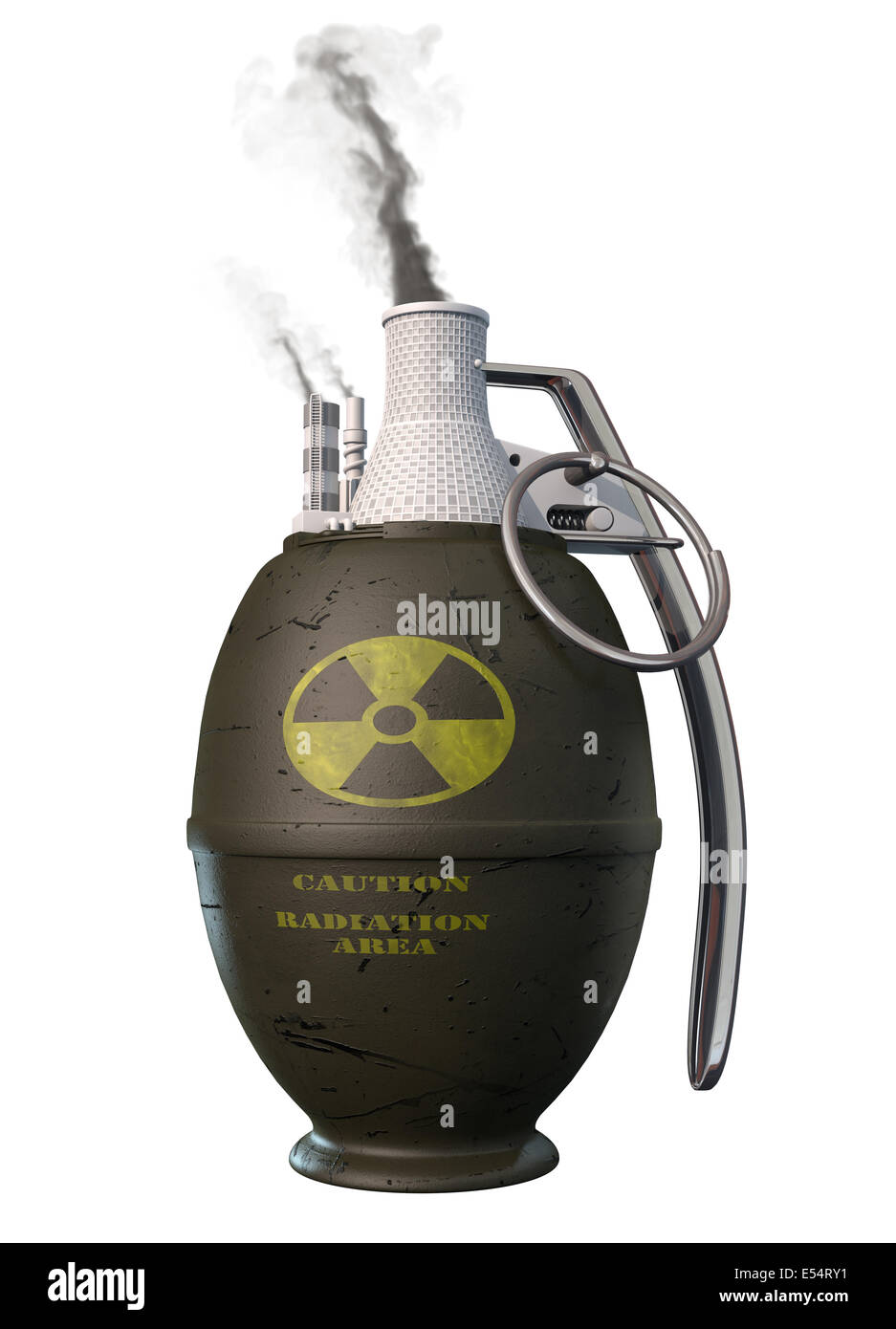 Atomenergie - Bombe. Konzeptionelle metaphorische 3d Darstellung Stockfoto