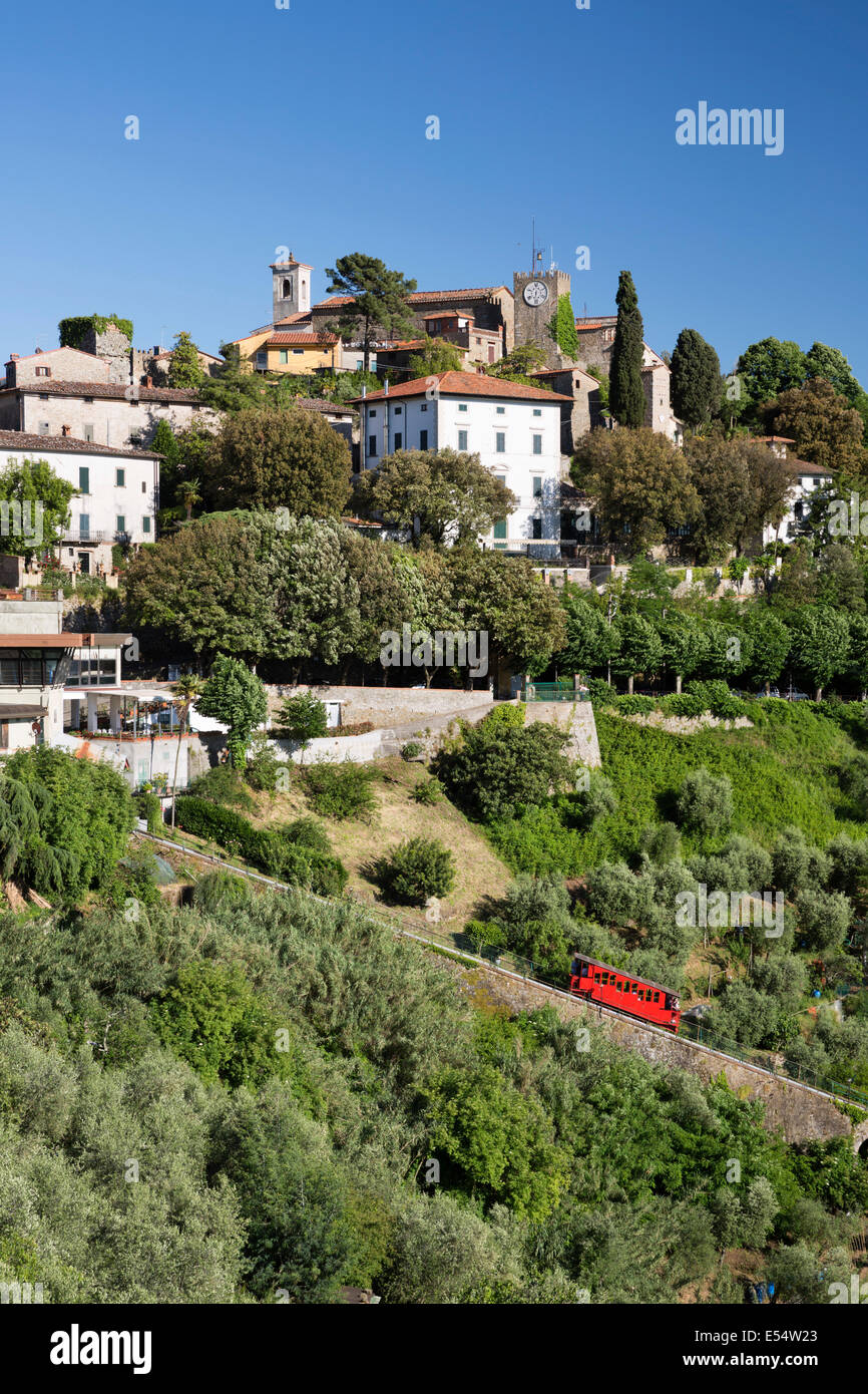 Standseilbahn unter Top Hügelstadt, Montecatini Alto, Toskana, Italien, Europa Stockfoto