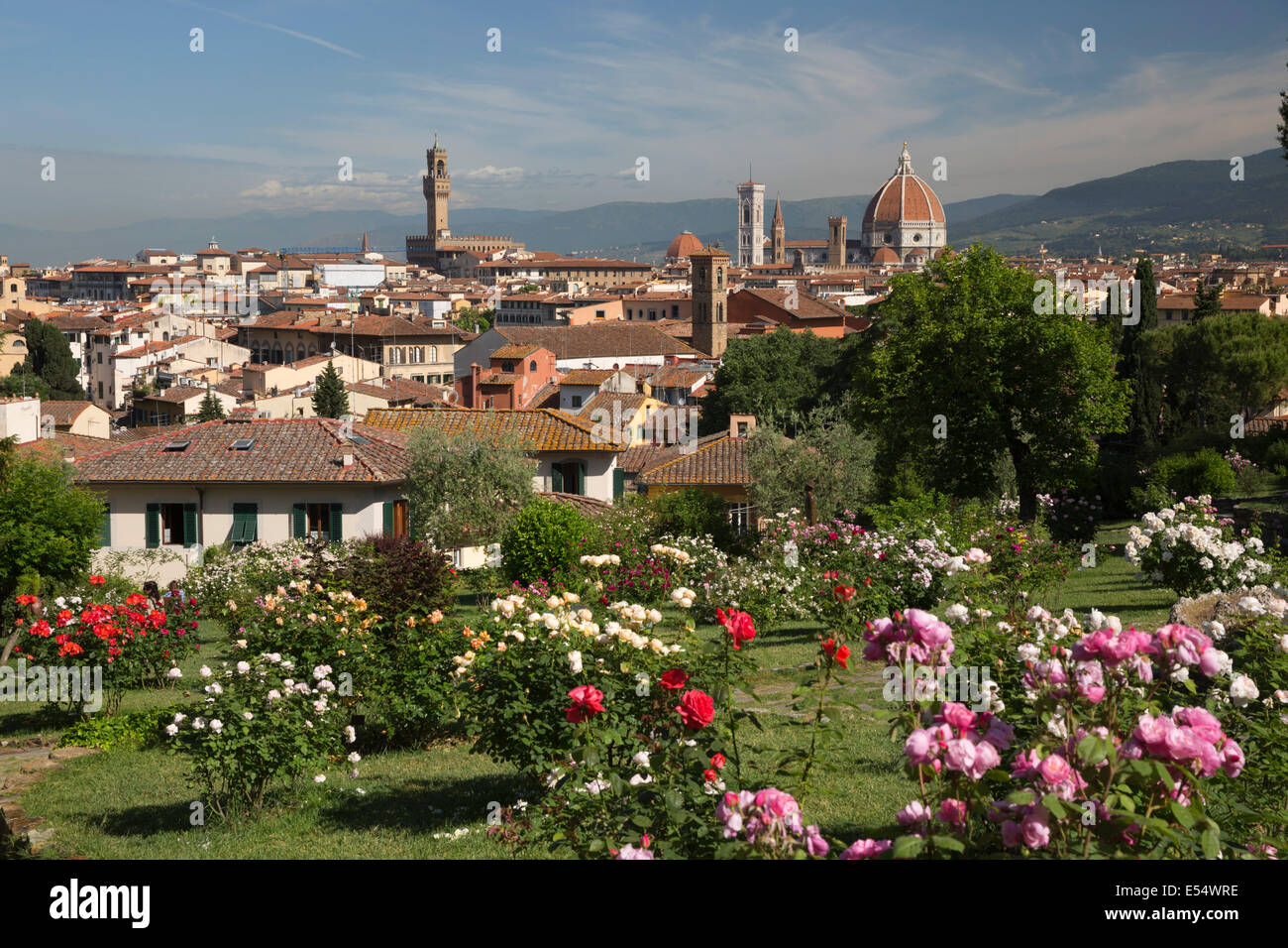 Blick über Florenz von der Rosengarten unter Piazza Michelangelo, Florenz, Toskana, Italien, Europa Stockfoto