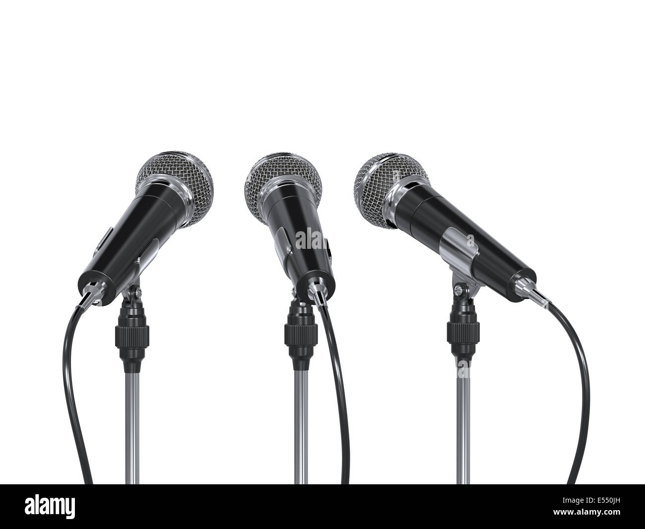 3D Render Mikrofone isoliert auf weißem Hintergrund Stockfoto