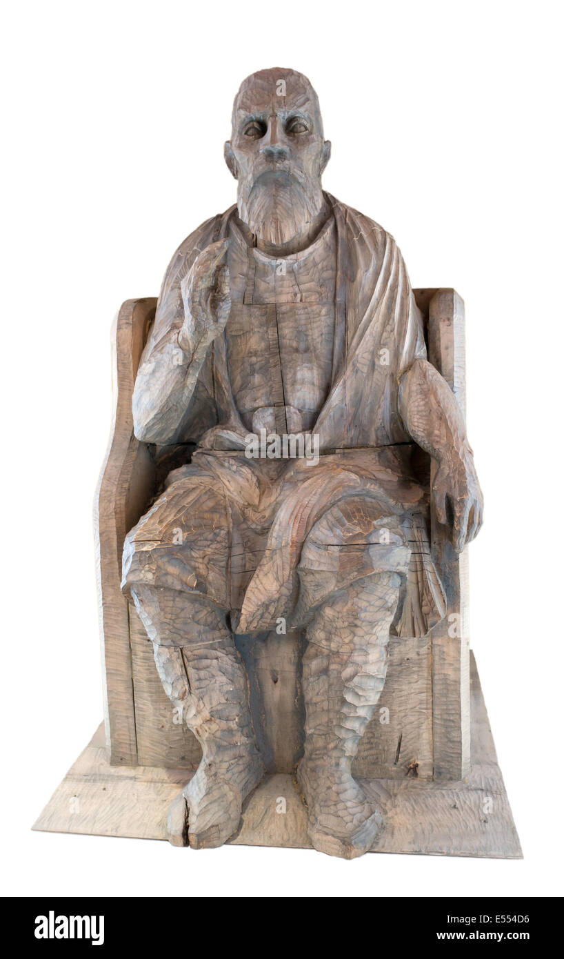 Hölzerne König Skulptur von Whetton und Grosch, Bedas Welt, Jarrow, North East England, UK Stockfoto