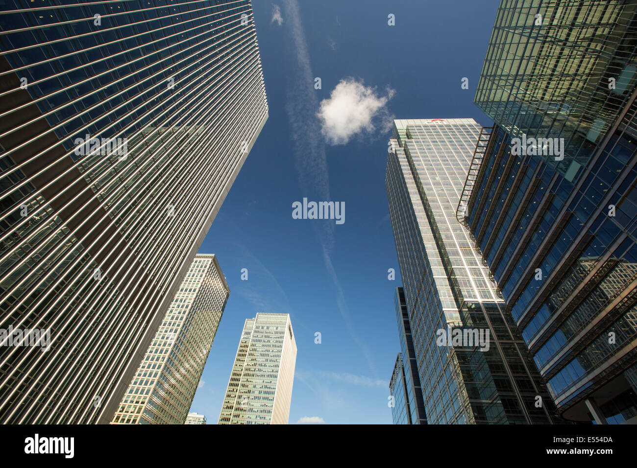 Banken in Canary Wharf, London, UK. Stockfoto