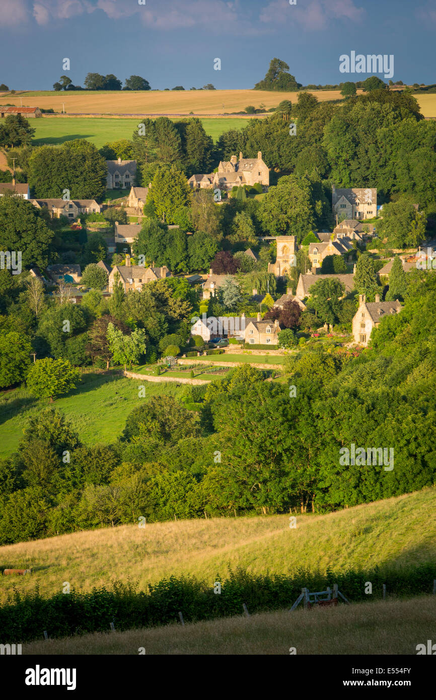Blick über Snowshill, Cotswolds, Gloucestershire, England Stockfoto