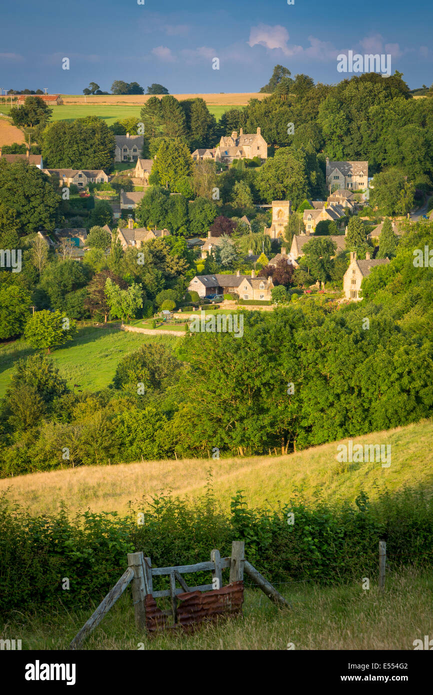 Abend Blick über Snowshill, die Cotswolds, Gloucestershire, England Stockfoto