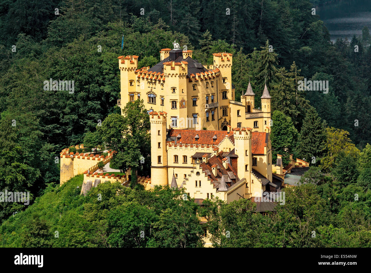 Schloss Hohenschwangau in den Bayerischen Alpen Stockfoto