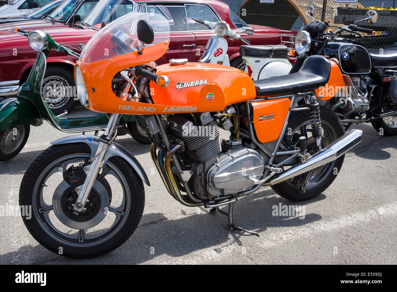 BERLIN, Deutschland - 17. Mai 2014: Italienische Sportmotorrad Laverda 1000, 1973. 27. Oldtimer-Tage Berlin - Brandenburg Stockfoto