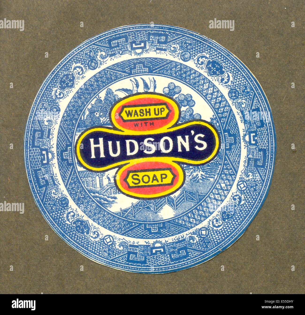 Viktorianische Diecut Werbung für Hudsons Seife Stockfoto
