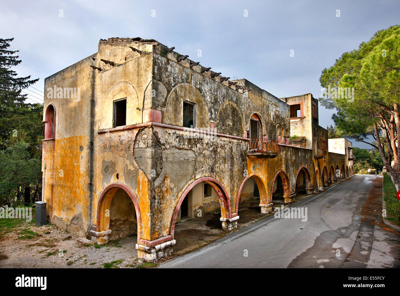 Der "vergessene" Dorf Eleousa, bekannt als eines der "Italienischen" Dörfer von Rhodos Insel, Dodekanes, Ägäis, Griechenland Stockfoto