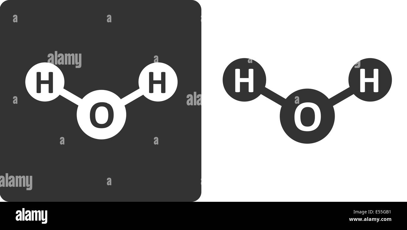 Wasser (H2O) Molekül, flache Symbol Stil. Atome als Kreise dargestellt. Stockfoto