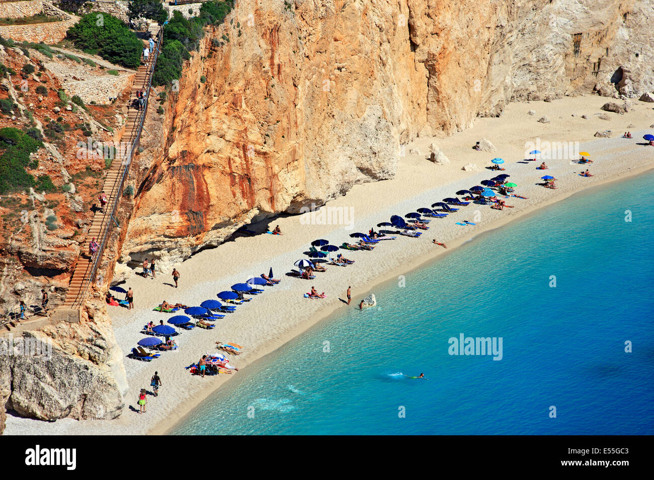 Weltberühmten Strand Porto Katsiki, Lefkada (oder "Lefkas") Insel, Griechenland, Ionisches Meer, Nordteil ("sieben Inseln") Stockfoto