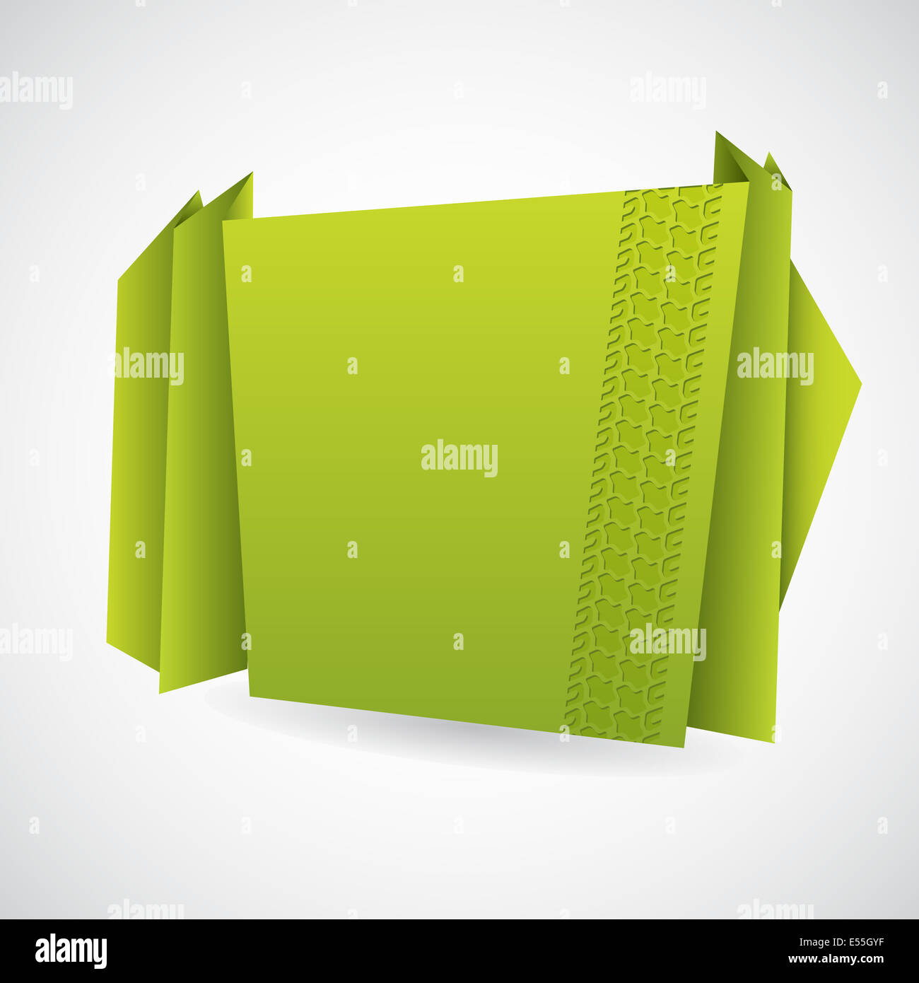 Grünen Origami-Papier mit debossed Reifen Laufflächen Stockfoto
