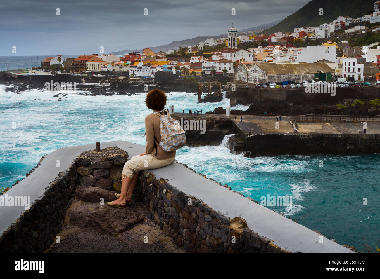 Garachico und Aussichtspunkt. Teneriffa, Kanarische Inseln, Atlantik, Spanien, Europa. Stockfoto