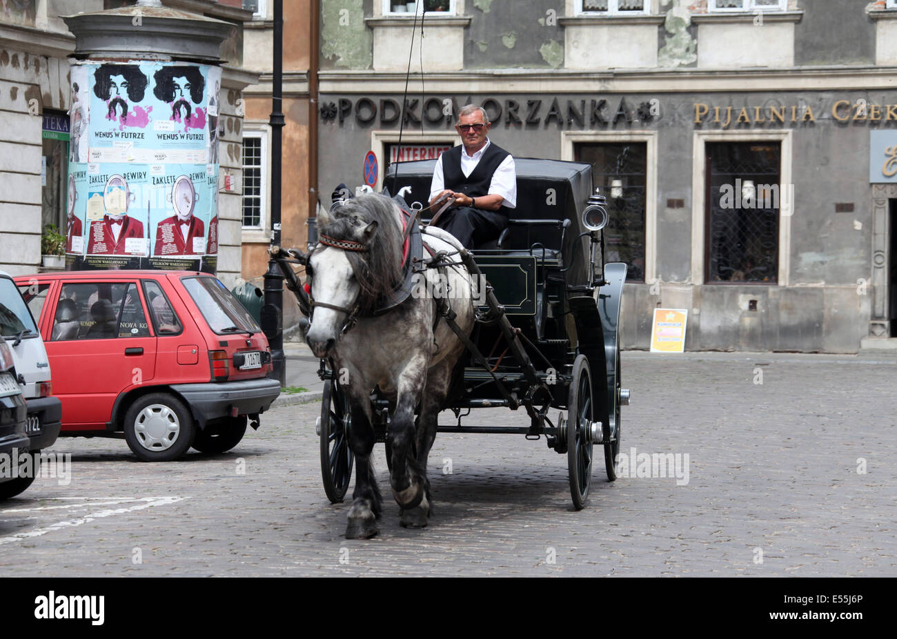 Pferd und Wagen in der Warschauer Altstadt Stockfoto