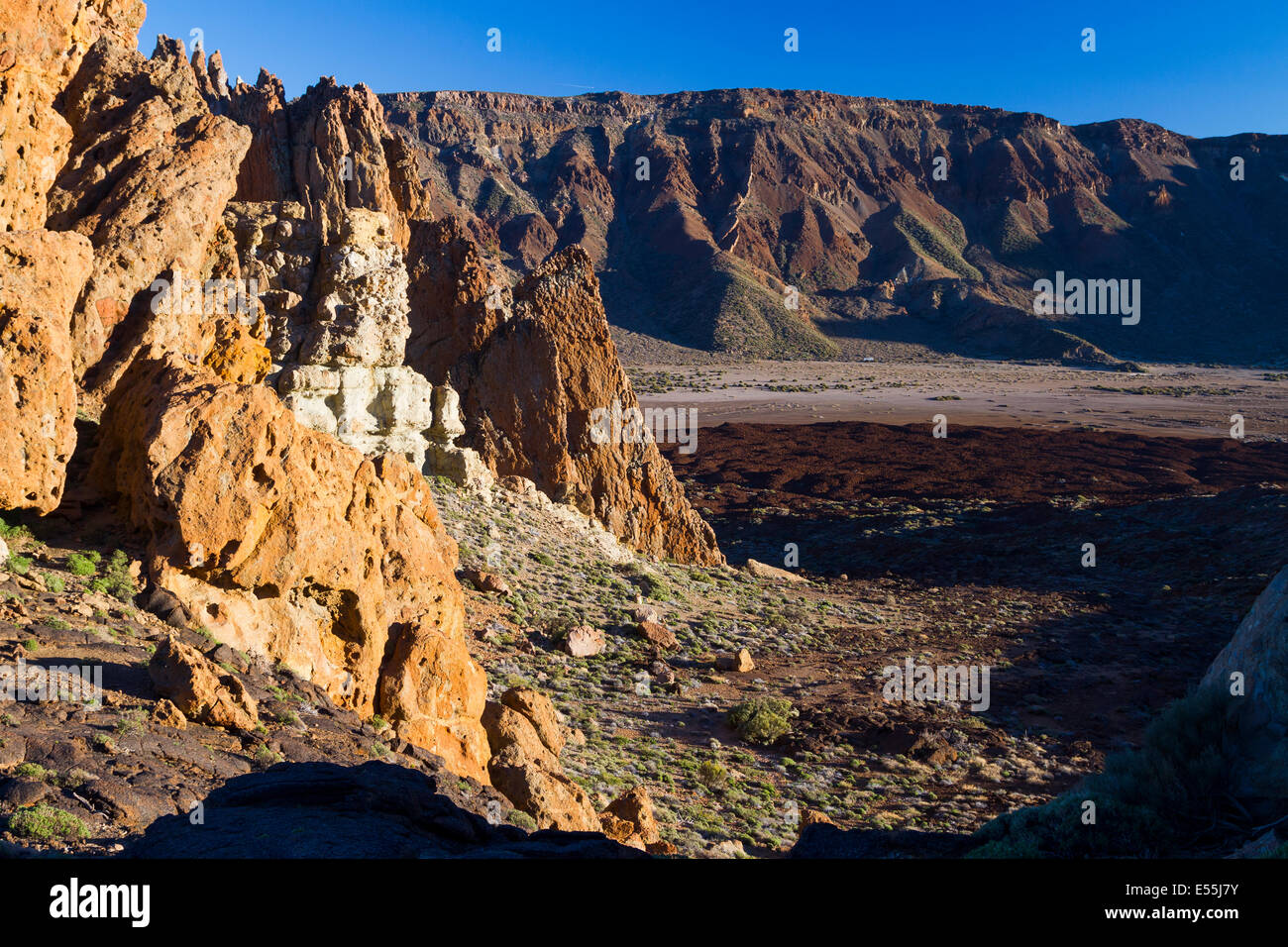 Llanos de Ucanca. Vulkan Teide. Teide-Nationalpark. Teneriffa, Kanarische Inseln, Atlantik, Spanien, Europa. Stockfoto