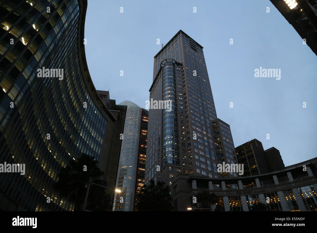 Sydney Central Business District (CBD) in der Abenddämmerung Stockfoto