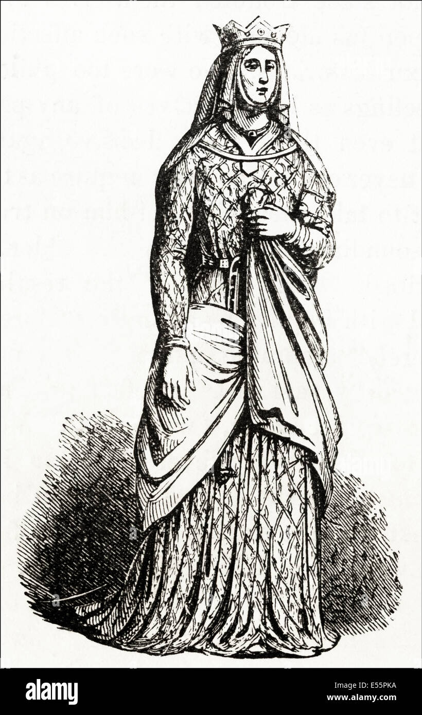 Elinor, Königin von England im 12. Jahrhundert Frau König Henry II. Viktorianischen Holzschnitt, Kupferstich, ca. 1845. Stockfoto