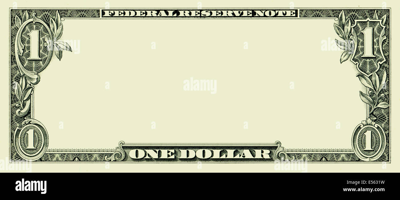 Leere 1 Dollar Bill Hintergrund Stockfoto