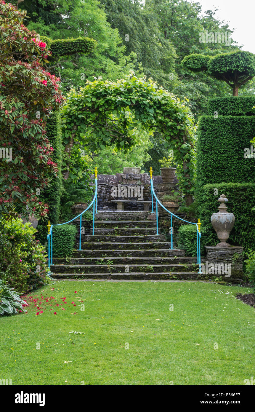 Plas Brondanw Gärten, Llanfrothen, Snowdonia, Nordwales Stockfoto