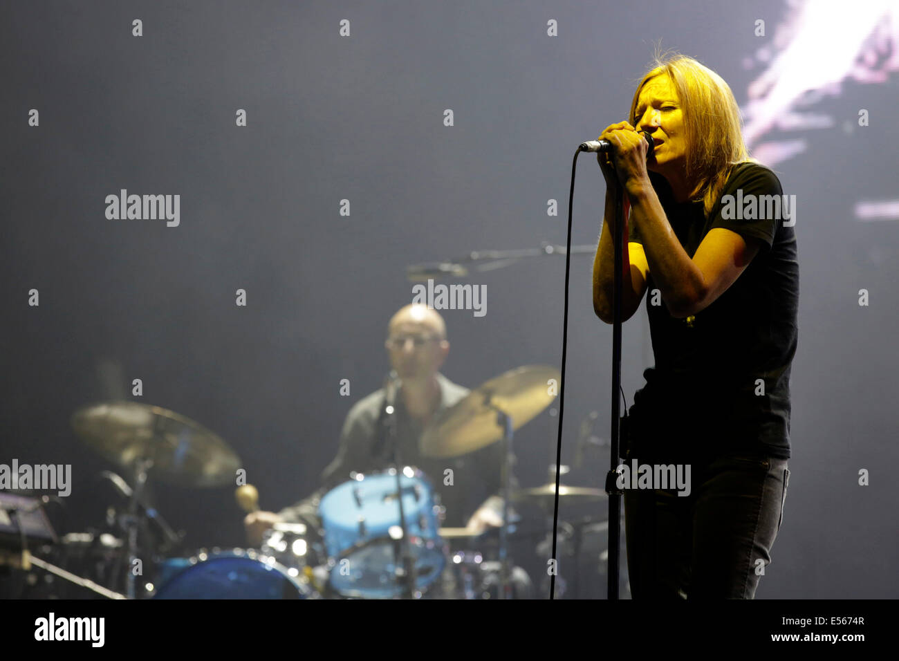 Clive Dreamer und Beth Gibbons der britischen Band "Portishead" führen auf 20. Juli 2014 beim Melt! Festival in Ferropolis "Stadt des Stahls" Halbinsel in Graefenhainichen, Deutschland. Stockfoto