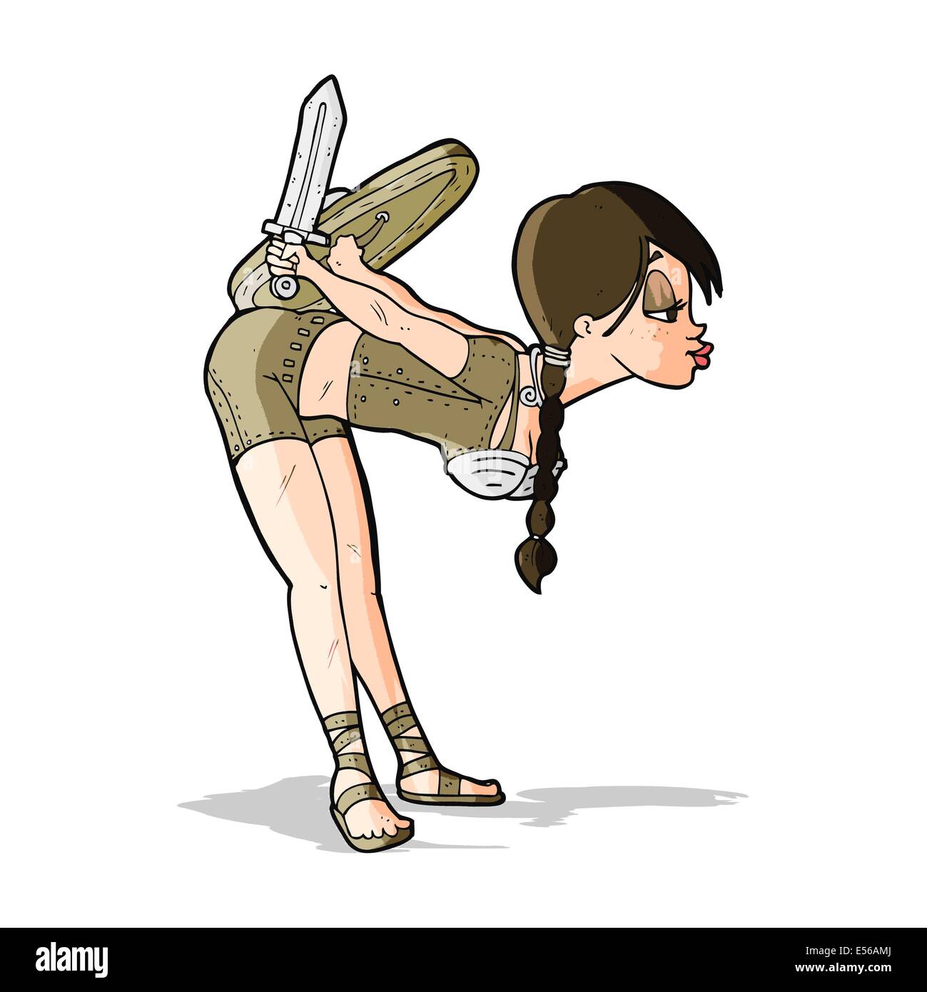 Wikinger Mädchen verbeugte sich Cartoon Stock Vektor