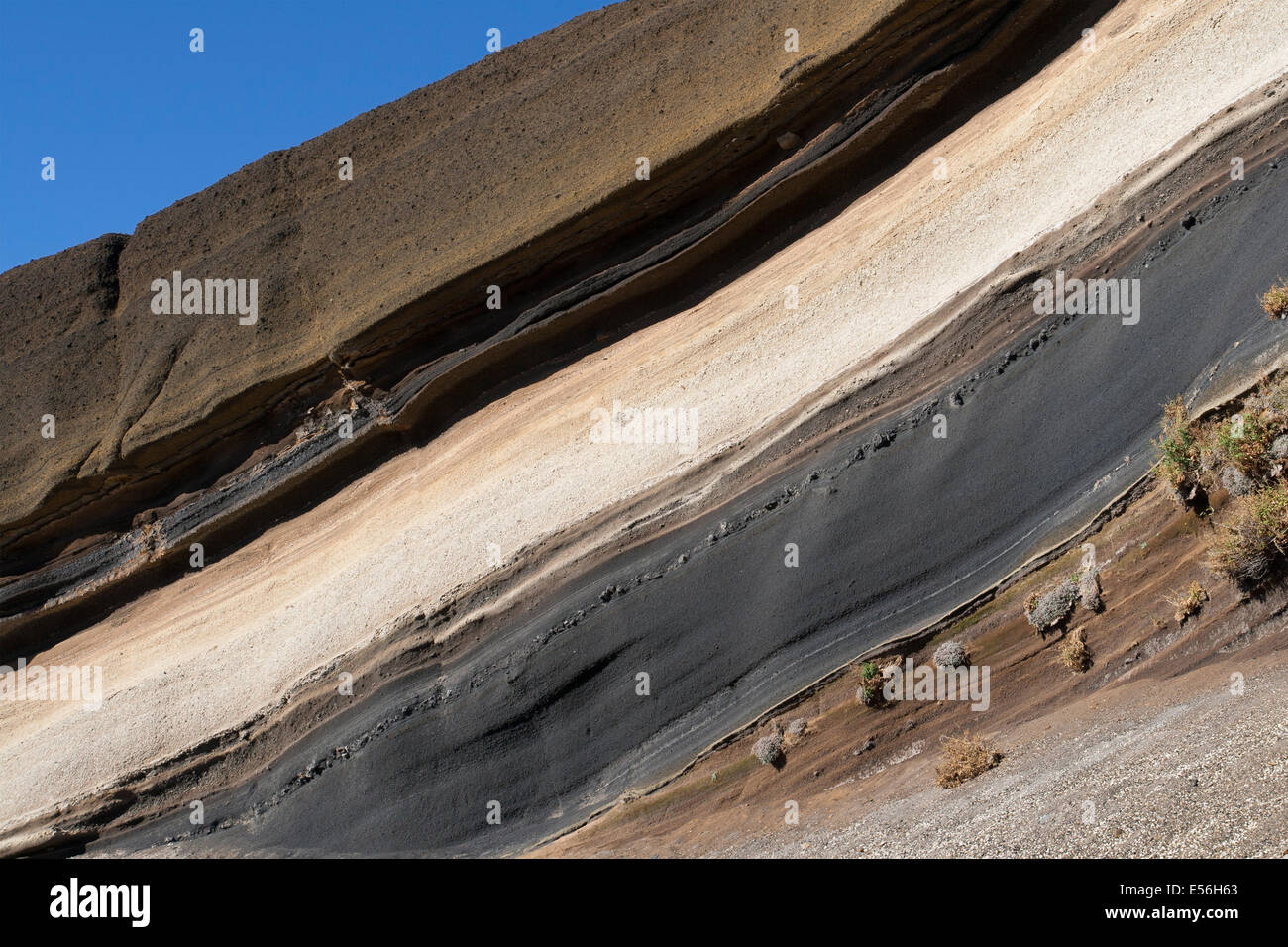 Vulkanischen Schichten von Montaña Negrita, Teneriffa, Kanarische Inseln, Spanien. Stockfoto