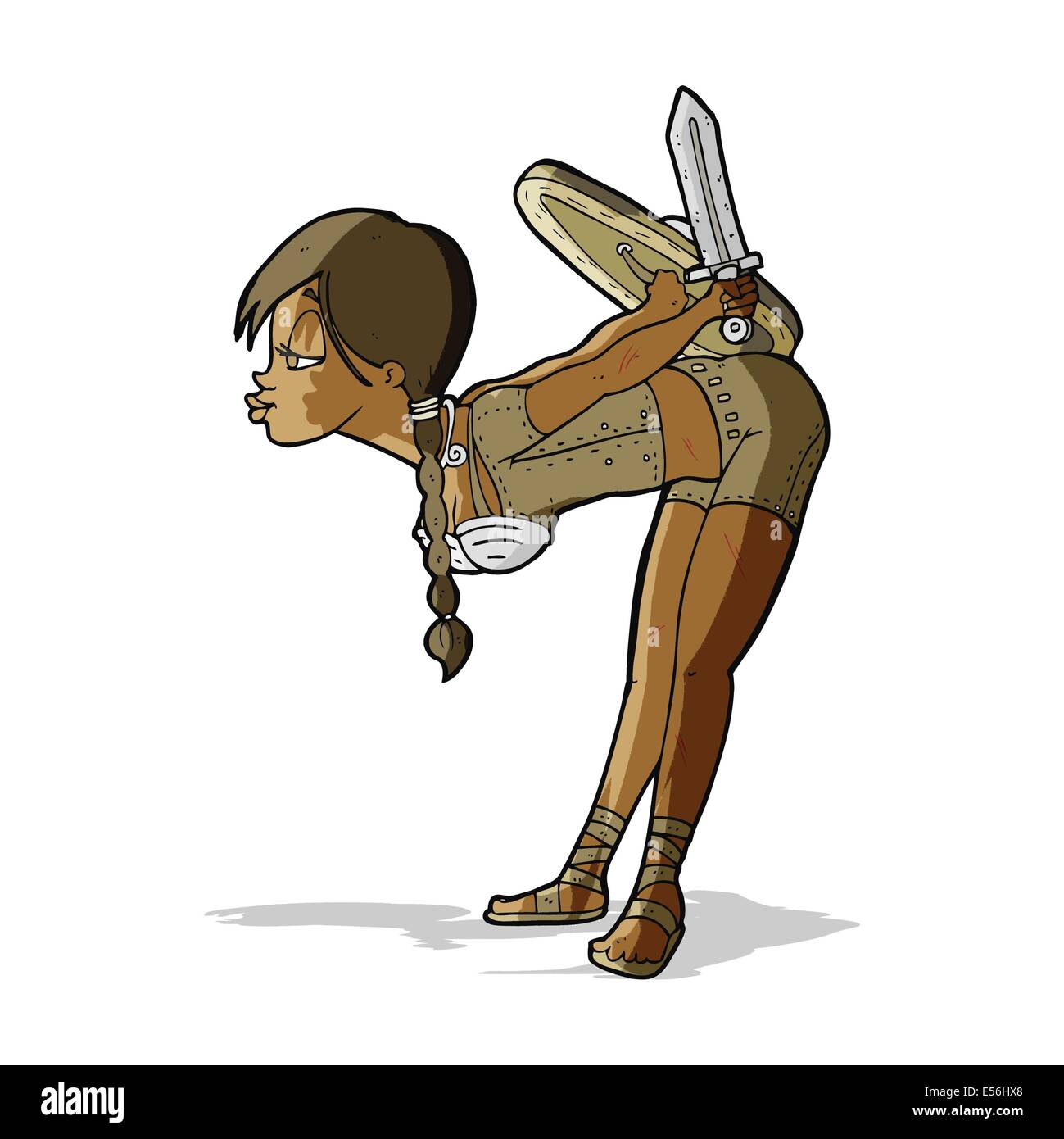 Wikinger Mädchen verbeugte sich Cartoon Stock Vektor