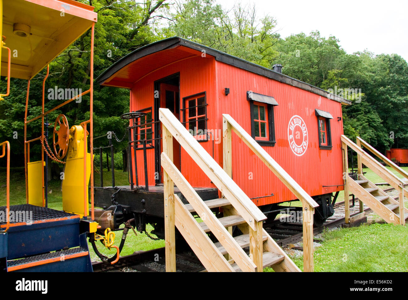 Eisenbahn Abstellgleis; Cass Scenic Railroad; West Virginia; USA Stockfoto Eisenbahn Abstellgleis; Cass Scenic Railroad; West Virginia; USA Stockfoto