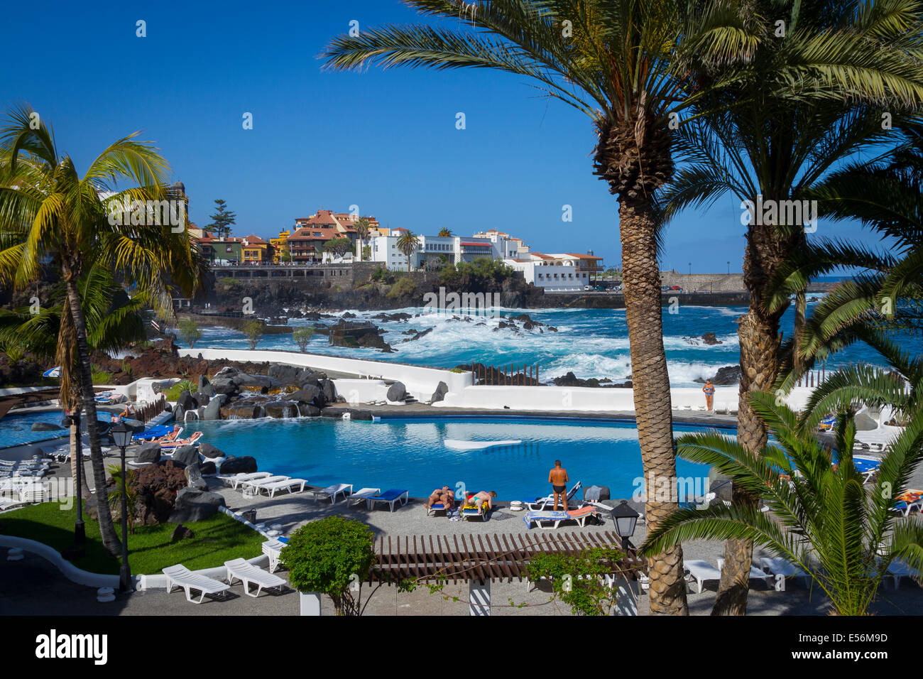 Puerto De La Cruz Stadt. Teneriffa, Kanarische Inseln, Atlantik, Spanien, Europa. Stockfoto