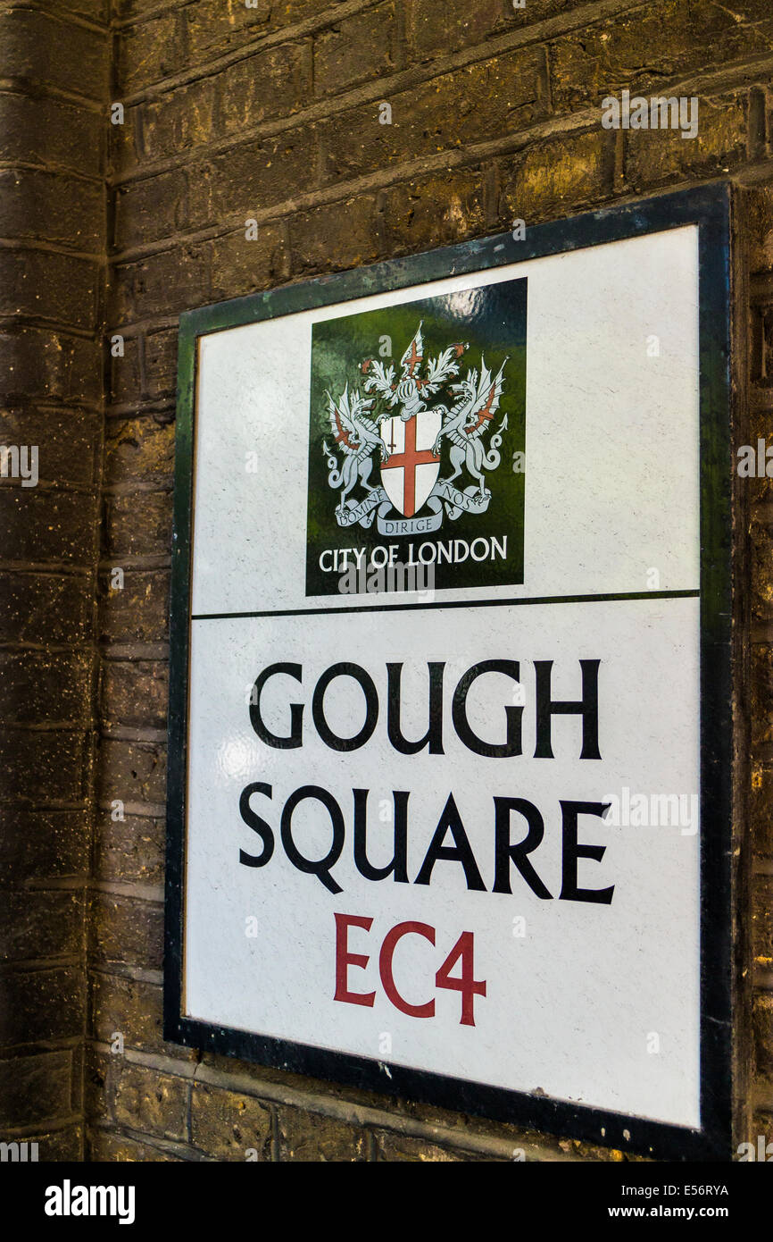 Gough Square Straßenschild - City of London Stockfoto