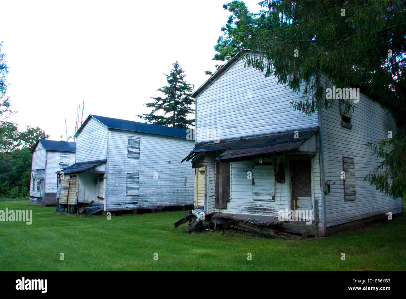 Verlassene Eisenbahner Häuser, Cass, West Virginia, USA Stockfoto