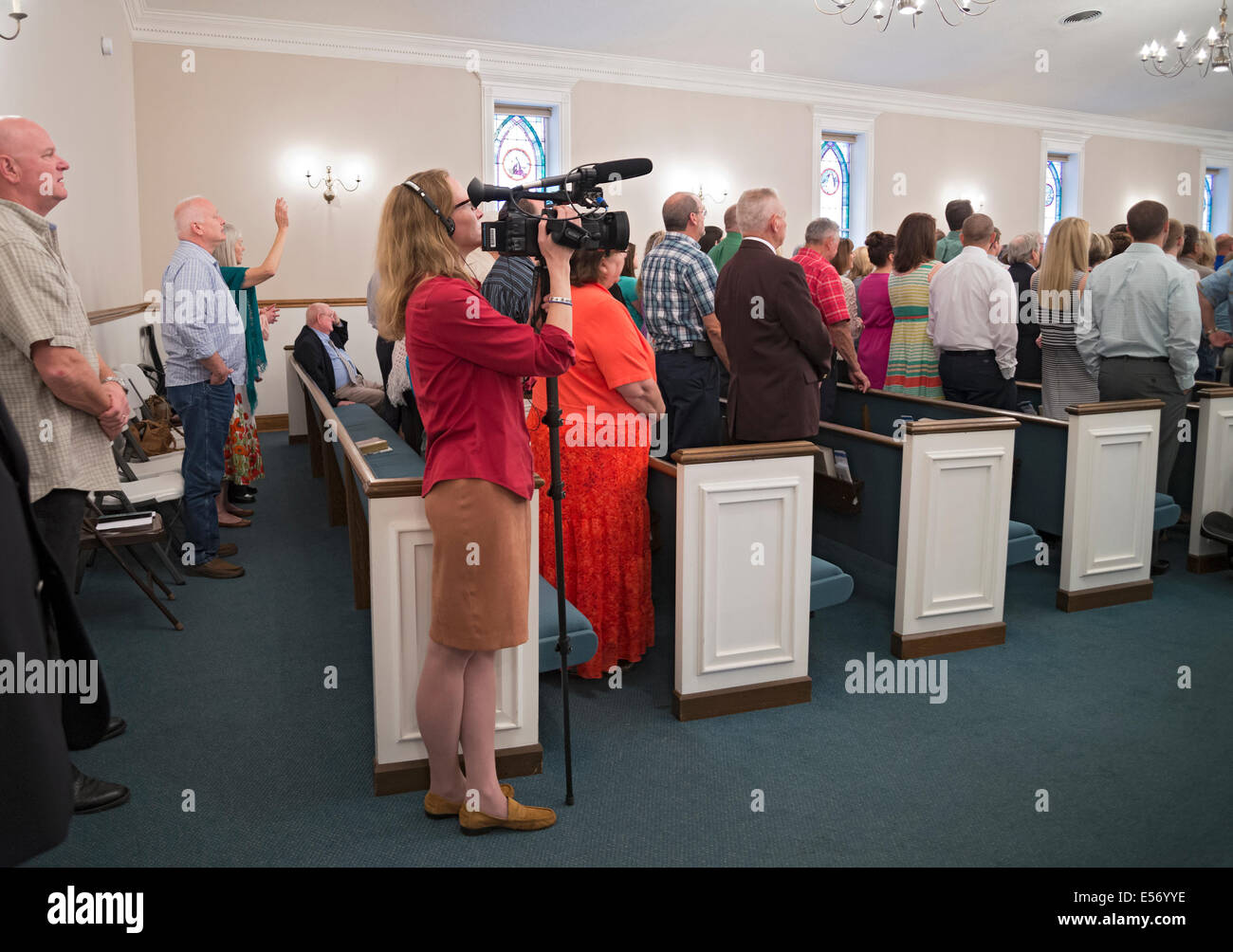ABC News Nightline Abdeckung der Ostersonntag Services bei First Baptist Church, High Springs, Florida. Stockfoto
