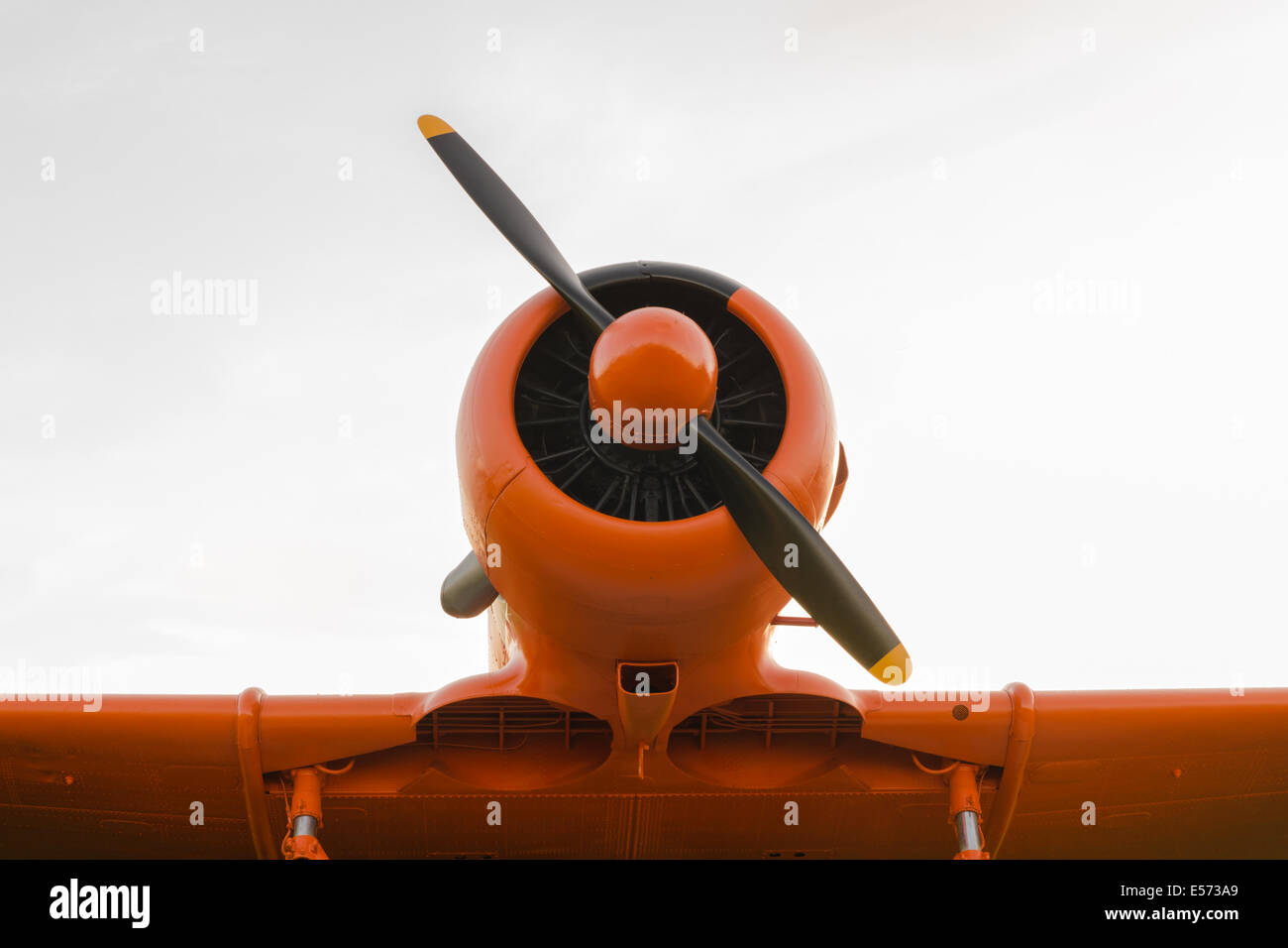Abenteuer in den Himmel, altes Flugzeug, Orange, North American T - 6G Texan Stockfoto