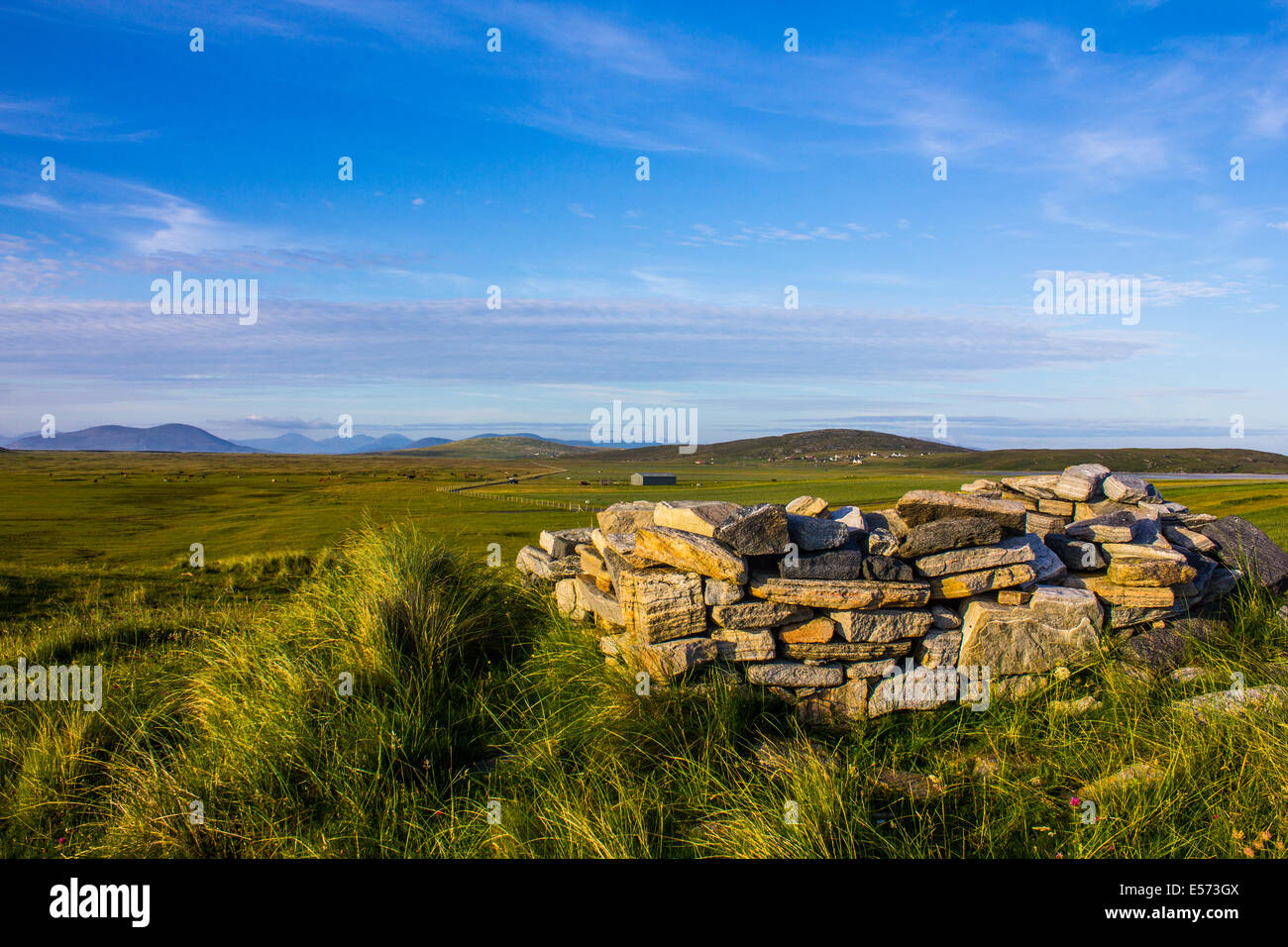 Sonnenuntergang auf Berneray Machair Stockfoto