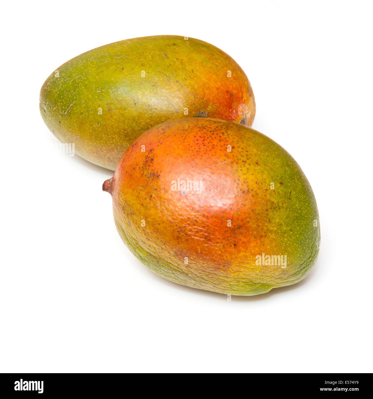 Frische Mango-Früchten isoliert auf einem weißen Studio-Hintergrund. Stockfoto