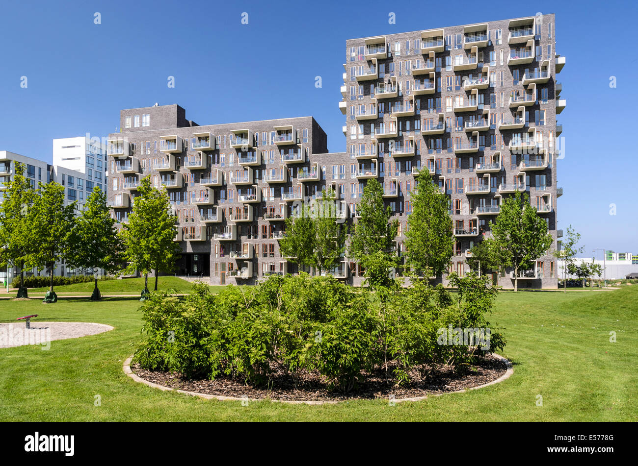 Modernes Appartementhaus, Amager, Kopenhagen, Dänemark Stockfoto