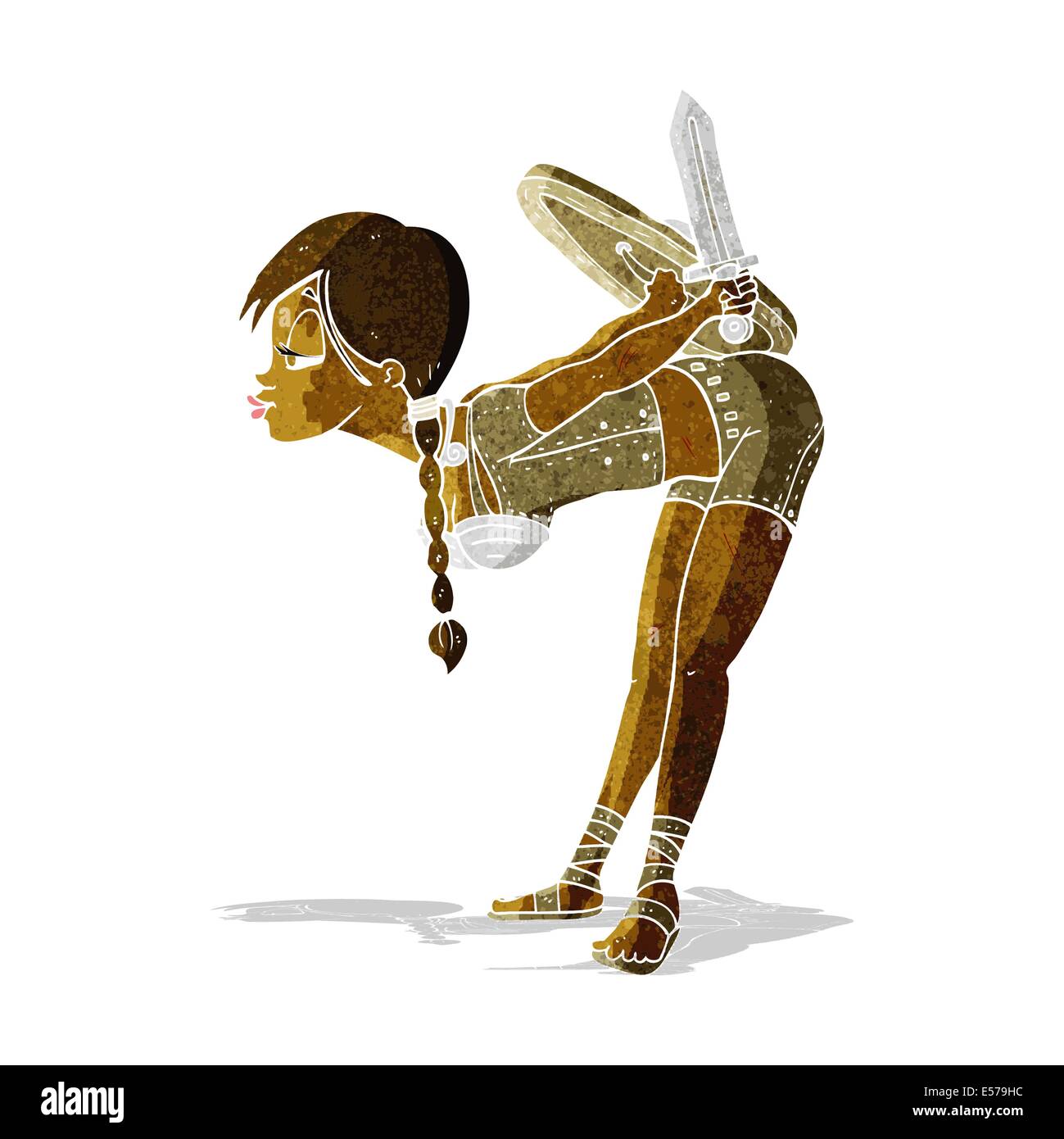 Wikinger Mädchen verbeugte sich Cartoon Stock Vektor